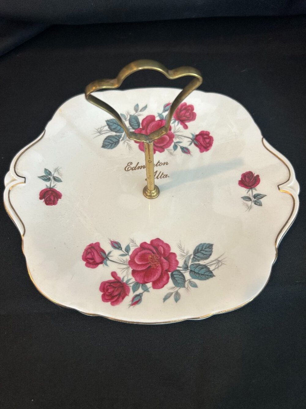 Windsor Bone China Alberta Wild Rose Tidbit Tray England Vintage Edmonton